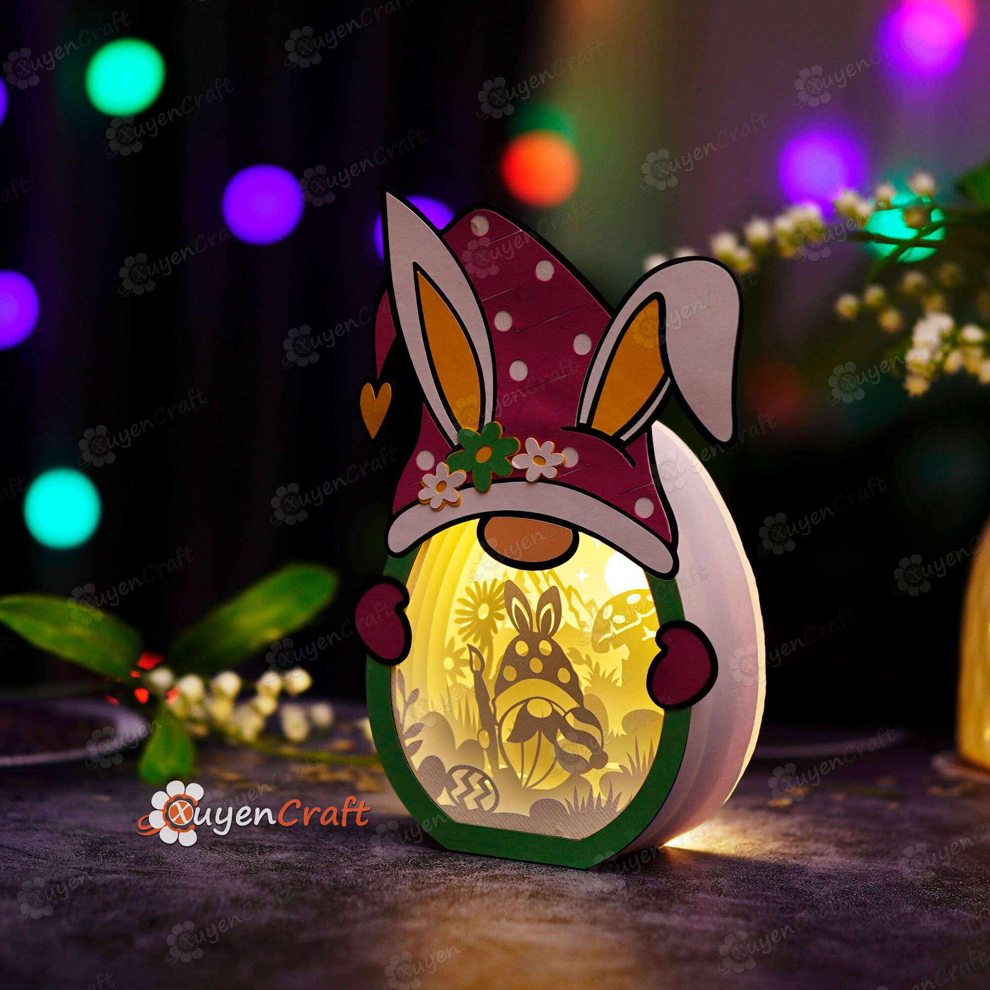 Easter Gnome Shadow Box SVG, Light Box for Cricut, 3D Layered Paper ...