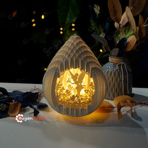 Modèle Fairy Pop Up SVG pour créer un œuf de fée qui apparaît pour faire une veilleuse, une boîte à lumière en papier, du papier de lampe DIY, de l'artisanat Cricut