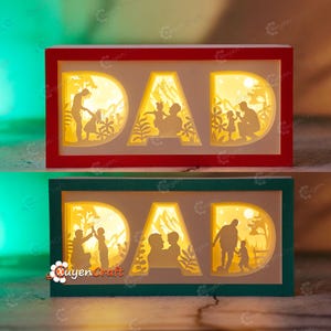 Set 2 Dad Shadow Box SVG, Studio, modelli PDF per il tuo regalo fai da te per la festa del papà per papà, scatola delle ombre per la festa del papà, papà e figlio, papà e figlia