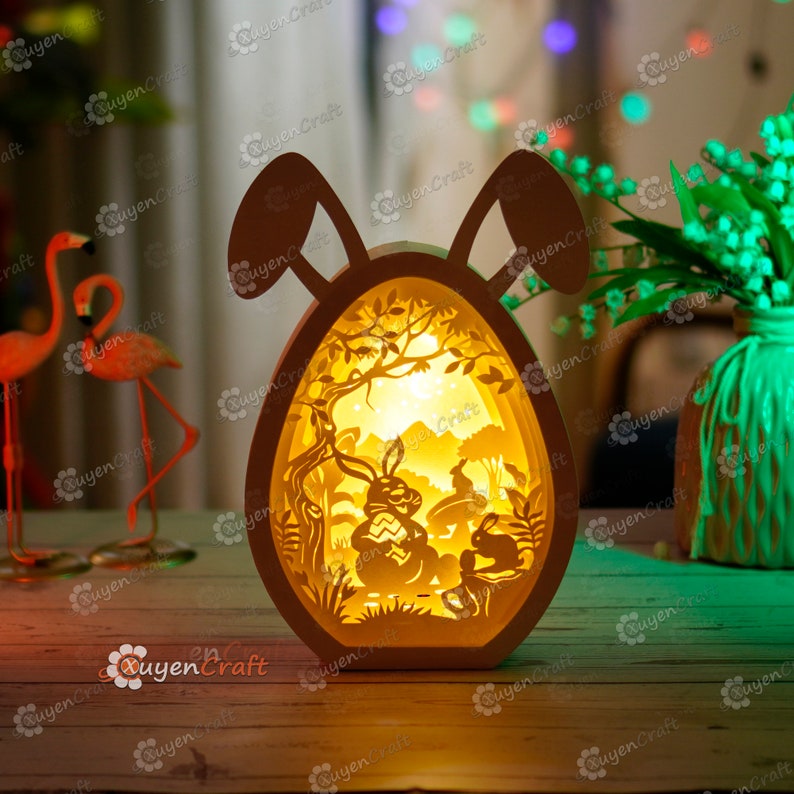 Easter Egg Shadow Box SVG, Bunny Lantern Paper Cut Template (pack 3) - Etsy