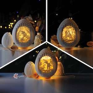 Pack 3 Dinosaur Egg Pop Up SVG Archivo para Cricut, Cameo 4, Scanncut / Diy regalos para niños, DIY luces nocturnas papercraft dinosaurio caja de luz
