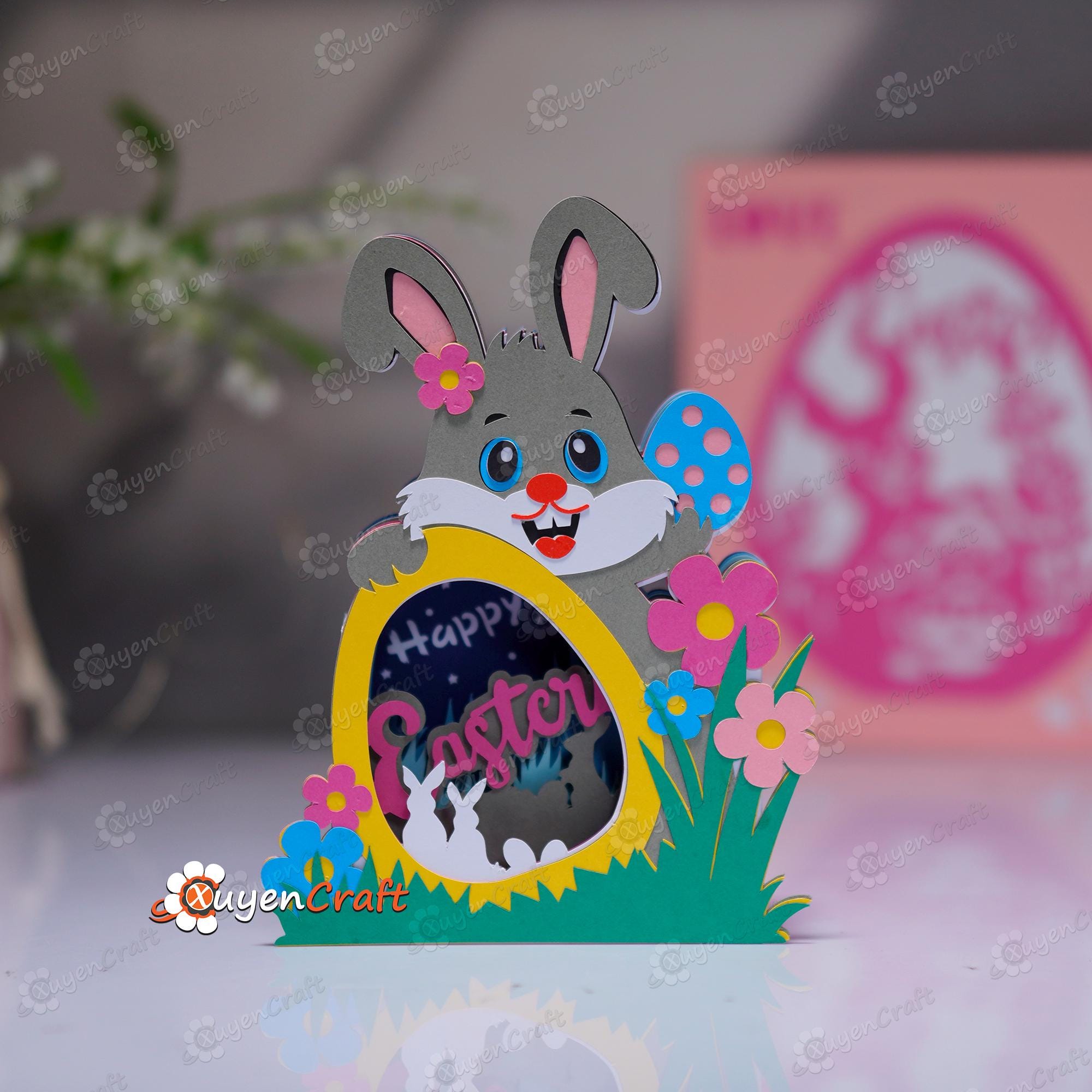 Easter Bunny 3D Pop-up Card SVG Template for Cricut & Cameo - Etsy ...