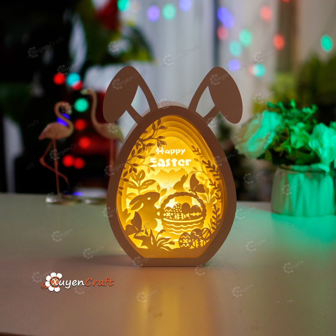 Happy Easter Egg Lanterns Shadowbox PDF Studio3 SVG for Etsy