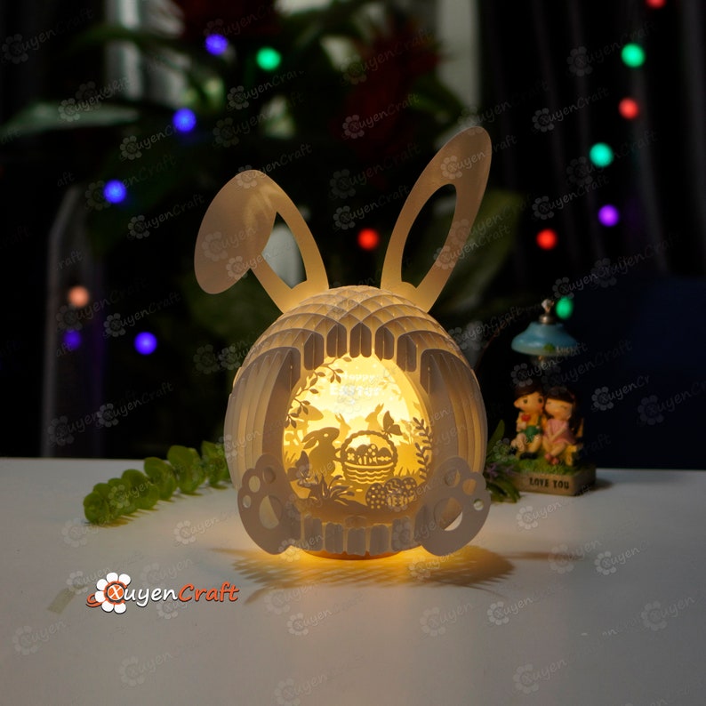 Easter Bunny Pop up Card SVG Template, DIY Shadow Box Lightbox - Etsy ...
