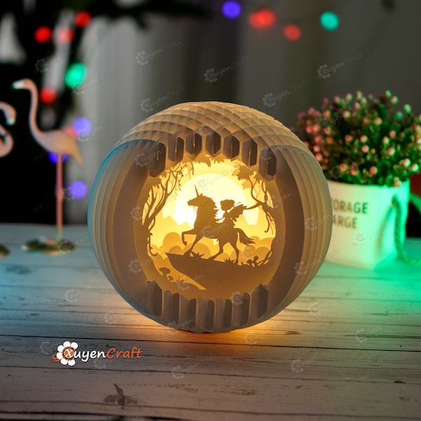 Unicorn SVG Templates creating Unicorn Sphere Pop Up, Unicorn shadow box, 3D Unicorn Papercraft SVG file for Cricut, Cameo 4, ScanNcut