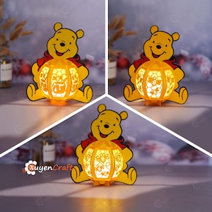 Set 3 Lanterna Orsetto Pooh PDF, SVG, Modelli Studio per te Lanterna Pooh fai da te per la decorazione della stanza dei bambini, regali fai da te per bambini