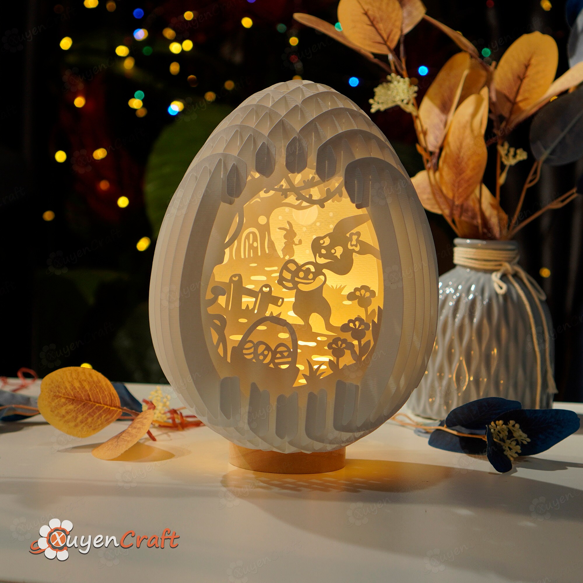 Bunny Easter Egg Pop up SVG Template 3D Egg Pop-up Papercut - Etsy