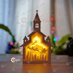 Christmas Church Shadow Box SVG, Paper Lantern, Cricut (Digital Download) image 3