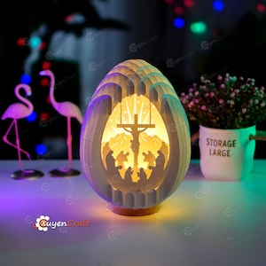 Jesus on Cross Easter Egg Popup PDF, SVG para Cricut Projects, Cameo4, ScanNcut / Jesus Risen 3D Easter Egg Pop Up Cards Template
