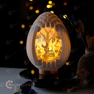 PDF, SVG, Studio Template Easter Bunny Eggs Pop up, 3D Papercut Light Box Sliceform Paper Sphere Popup, 3d lamp svg, Easter night light image 9