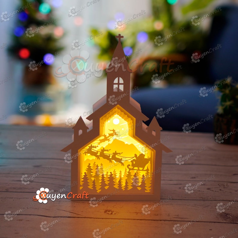 Christmas Church Shadow Box SVG, Paper Lantern, Cricut (Digital Download) image 8