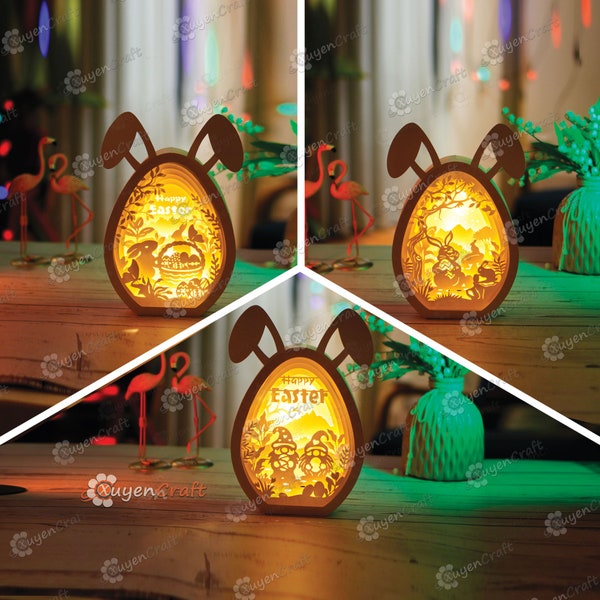 Pack 3 Easter Egg Shadow Box SVG for Cricut Projects, Easter Bunny Lightbox, Easter Eggs Paper Cut Template - Easter Lantern Version 2 Pack 3 Easter Egg Shadow Box SVG for Cricut Projects, Easter Bunny Lightbox, Easter Eggs Paper Cut Template - Easter Lantern Version 2