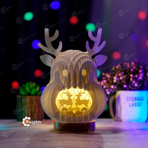 Merry Christmas Reindeer Pop Up SVG Template for Cricut Projects - 3D Reindeer Slice Form Popup for Merry Christmas Shadow Box, Lightbox DIY