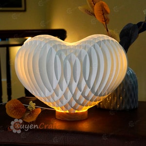 Heart 3D Pop-up Card Light Box PDF, SVG Template Paper Cutting, 3D Heart Lighting Globe Popup, Lamp Paper Shadow Papercut, Sliceform Art image 6