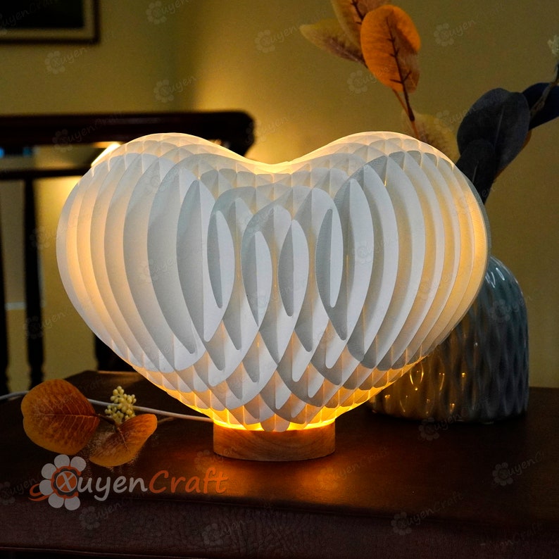 Heart 3D Pop-up Card Light Box PDF, SVG Template Paper Cutting, 3D Heart Lighting Globe Popup, Lamp Paper Shadow Papercut, Sliceform Art image 6