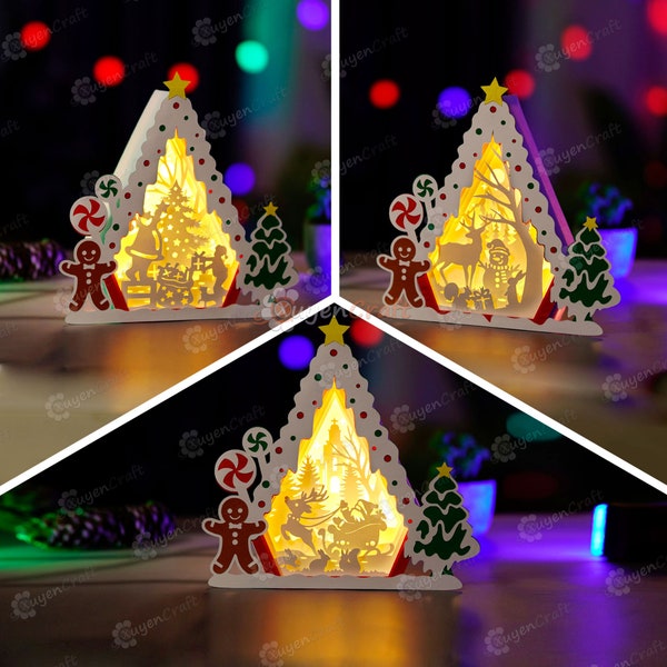 Pack 3 Gingerbread House Shadow Box SVG Light Box - Candy House Christmas Lantern - Paper Cut Template For Christmas - Snowman House svg Pack 3 Gingerbread House Shadow Box SVG Light Box - Candy House Christmas Lantern - Paper Cut Template For Christmas - Snowman House svg
