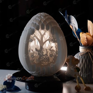 PDF, SVG, Studio Template Easter Bunny Eggs Pop up, 3D Papercut Light Box Sliceform Paper Sphere Popup, 3d lamp svg, Easter night light image 10