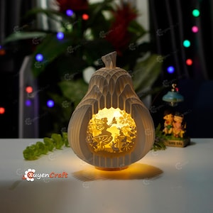 Hada mariposa SVG Cricut, plantilla Cameo4 para crear iluminación emergente con forma de pera, caja de luz con esfera de hada, caja de sombras con papel cortado en 3D, proyectos de bricolaje de Cricut