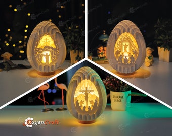 Jesus Risen Easter Egg 3D SVG PDF, Cricut, Cameo (Digital Download)