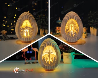 Pack 3 Jesus Risen, 3D Easter Egg PDF, SVG for Cricut Projects, Cameo4, Easter Eggs Pop up, Easter Jesus Christ Is Risen, Jesus in cross