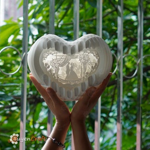 Cartão pop-up de coração de casamento feliz caixa de luz 3D modelo SVG, corte de papel, caixa de sombra de iluminação de coração 3D - pop-up de globo, presente de dia de casamento DIY imagem 10