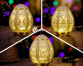 Pack 3 Easter Egg Lantern PDF, SVG-sjabloon voor Cricut Project, ScanNcut, Cameo4 - DIY Quick 3D Easter Egg - Easter Lantern - Easter 3D Eggs