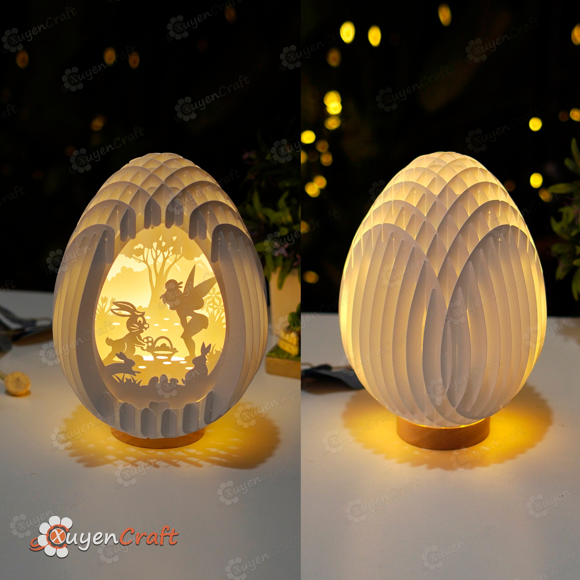 Easter Bunny Egg 3D Papercut Light Box Template (PDF, SVG, Studio ...