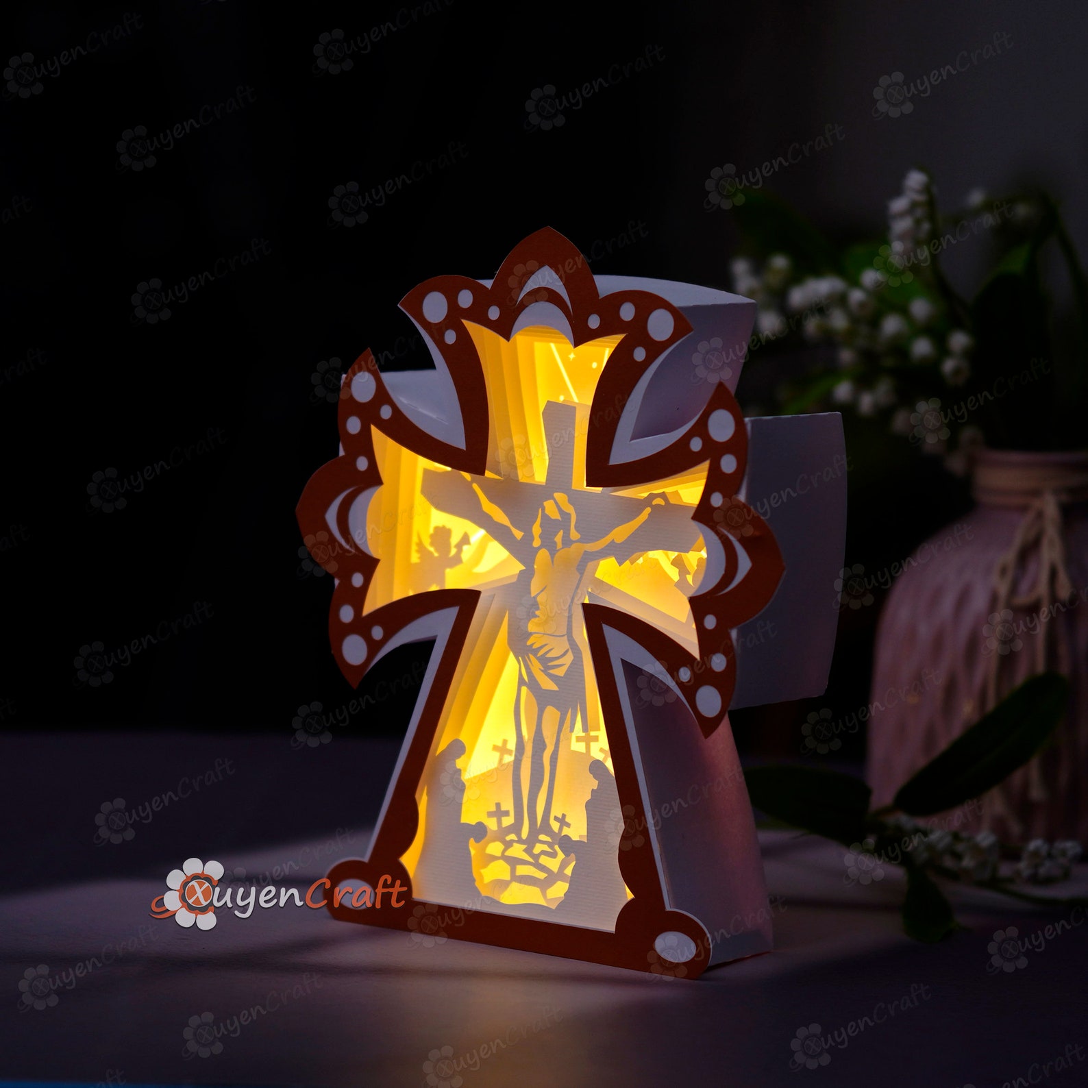 Jesus on Cross Shadow Box, DIY Paper Cut Lightbox (PDF, SVG) - Etsy