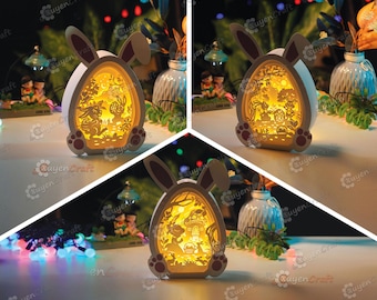 Easter Egg Lantern Shadow Box SVG – Bunny Lightbox (Pack 3, PDF)