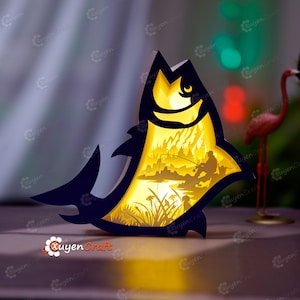 Sitzen Angeln SVG Cut Dateien Vorlage, Fisch Schattenbox, Fisch Laterne Light Box, DIY Fischer Geschenk, Papierschnitt Fisch geschichtet 3D Art Decor