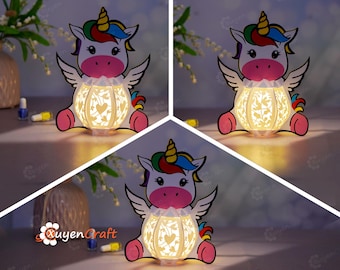 Unicorn Lantern SVG Set, DIY Children's Room Decor (PDF Templates)