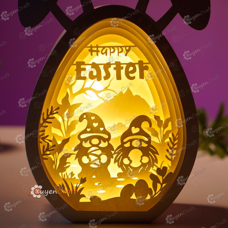 Easter Egg Shadow Box SVG, Bunny Lantern Paper Cut Template (pack 3) - Etsy