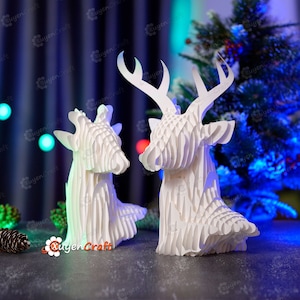 Modèle 3D Renne Sliceform Pop Up SVG créant une tête de cerf pop-up - Décorations de Noël bricolage pour Joyeux Noël - Sliceform Papercraft