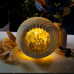 Modèles SVG 3D créant Funny Santa Claus Sphere Pop Up pour Merry Christmas Shadow Box, Globe Pop Up Card, DIY Christmas Gift