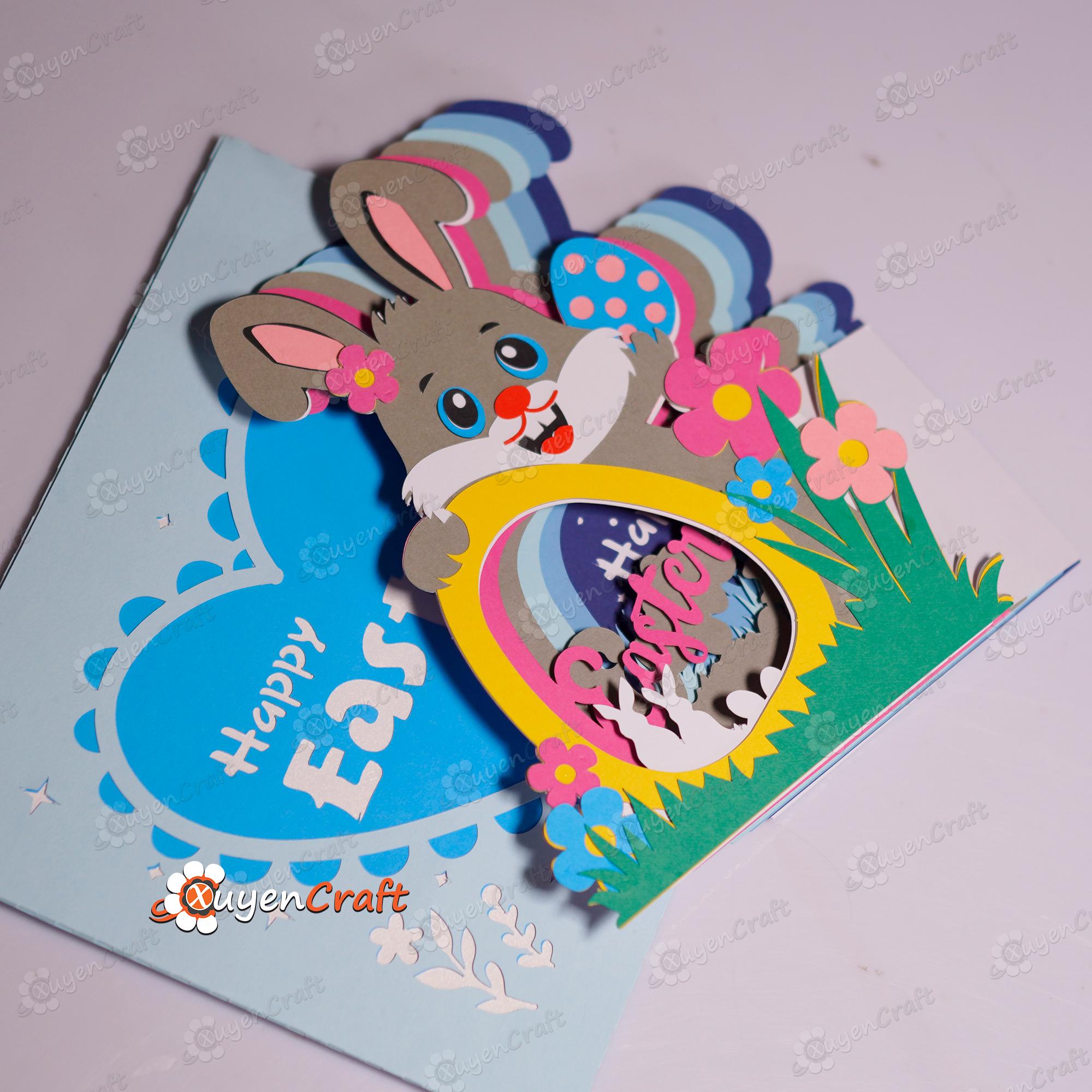 Easter Bunny 3D Pop-up Card SVG Template for Cricut & Cameo - Etsy ...