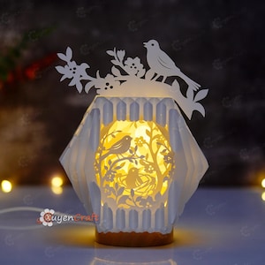 Szablon SVG z ptasim gniazdem, sześciokątna lampa wyskakująca, lampka nocna 3D w kształcie plasterka