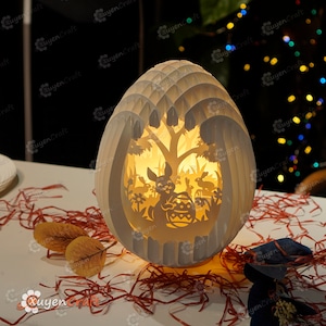 PDF, SVG, Studio Template Easter Bunny Eggs Pop up, 3D Papercut Light Box Sliceform Paper Sphere Popup, 3d lamp svg, Easter night light image 6