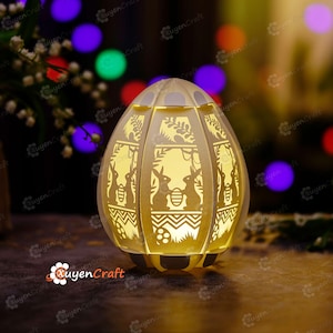 Lanterna di uova di Pasqua di coppia di conigli PDF, SVG per Cricut Project, ScanNcut, Cameo4... Lanterna di carta di Pasqua - Decorazioni di uova di Rabiit