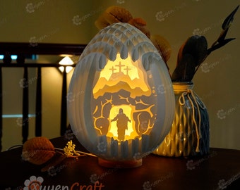 Jesus Christ Is Risen Easter Egg SVG, 3D Paper Cut Light Box (Digital Download)