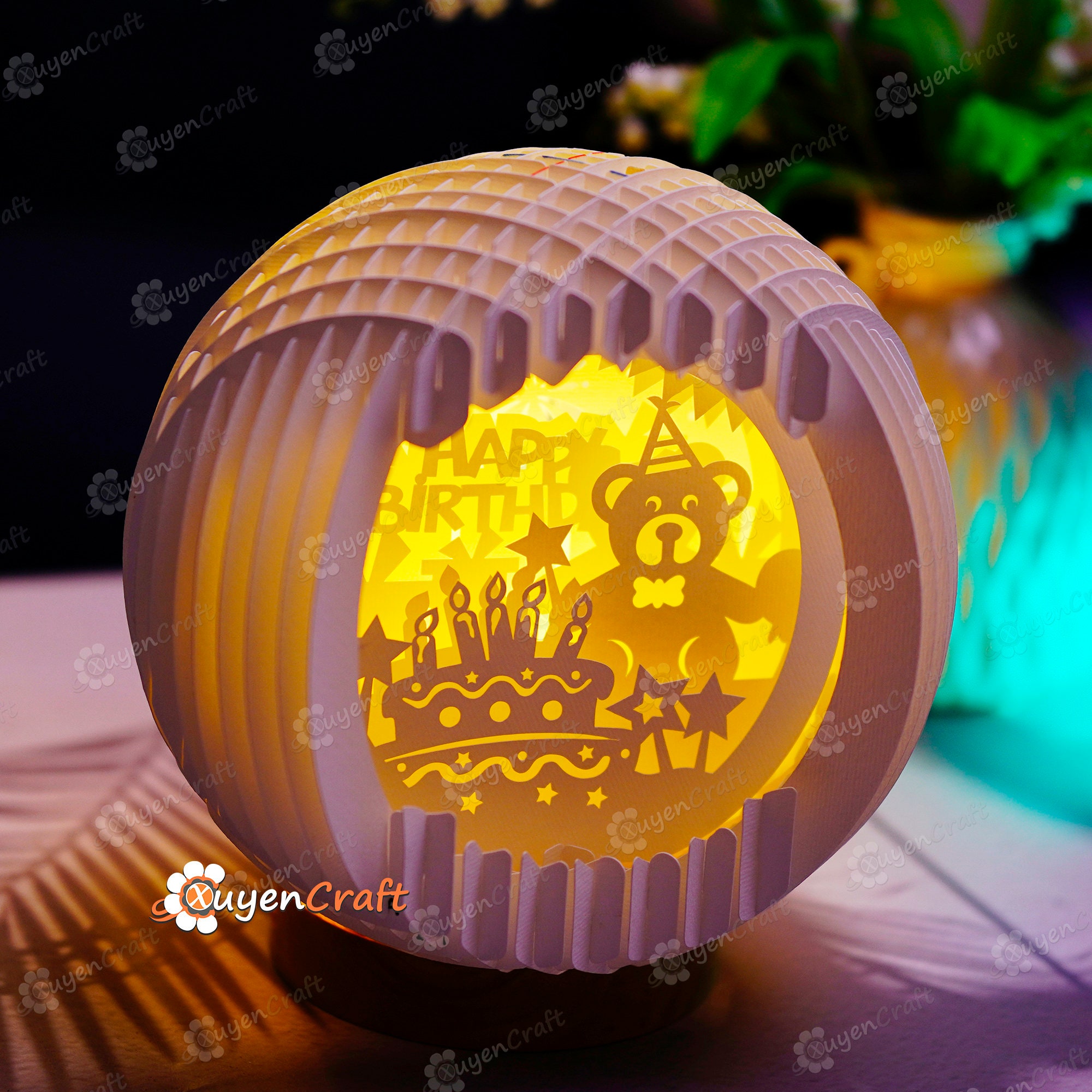 Teddy Bear Birthday Sphere, 3D Pop-up Card SVG (digital Download) - Etsy
