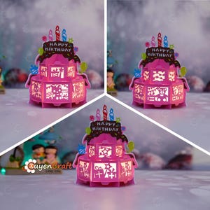 Set 3 Birthday Cake Lantern SVG, Studio, PDF Templates for you DIY Birthday Lantern For Happy Birthday Decor, Diy birthday gifts svg