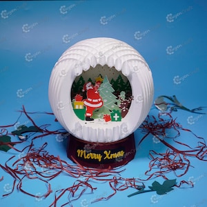 Version couleur Santa Claus in Sphere Pop Up SVG, Silhouette Studio for DIY Craft Joyeux Noël, Snow Globe Pop Up SVG pour Cricut Projects