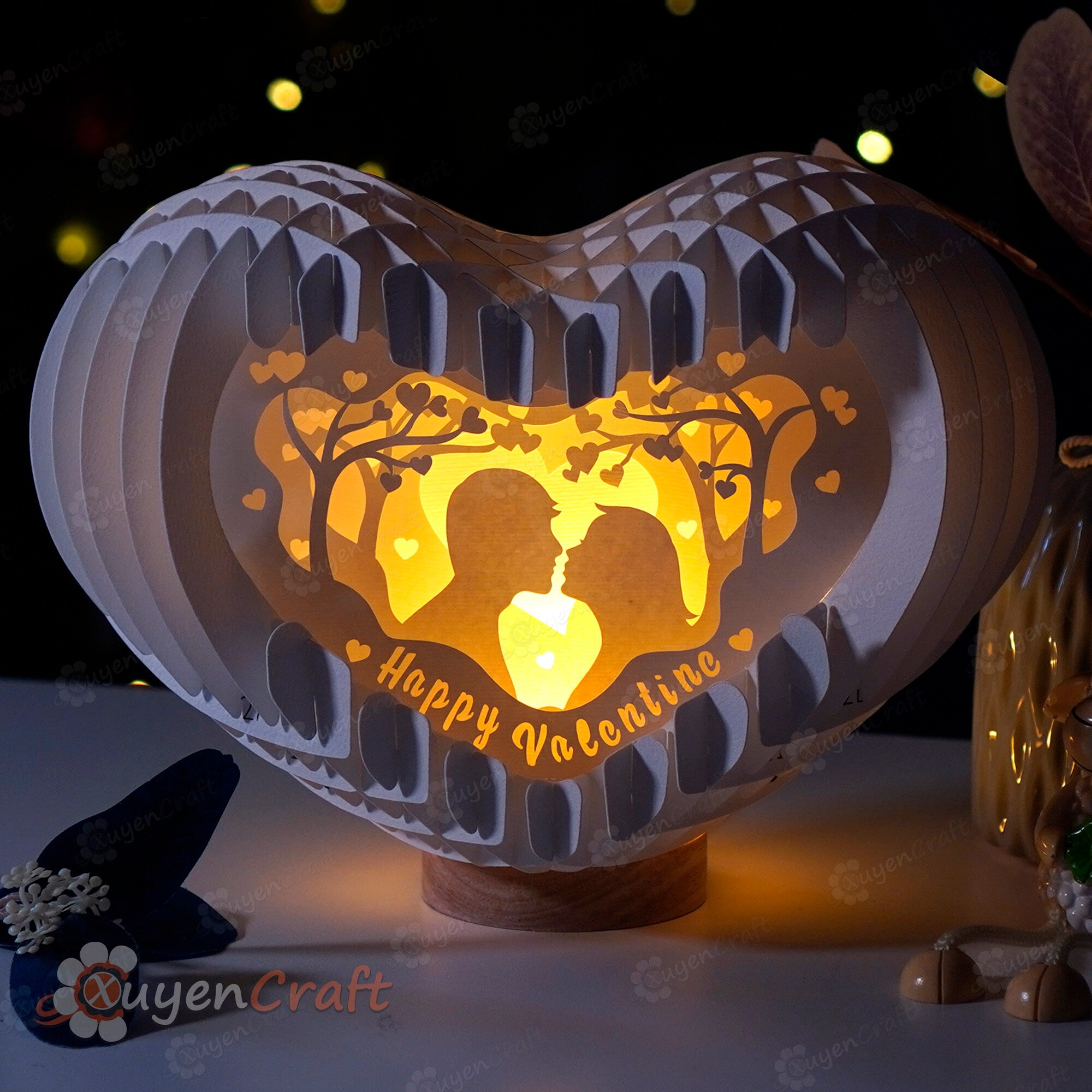 DIY Valentines Day Heart 3D Pop-up, PDF SVG Template for Light Box ...