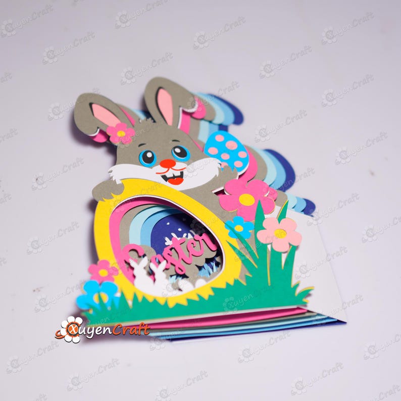 Easter Bunny 3D Pop-up Card SVG Template for Cricut & Cameo - Etsy