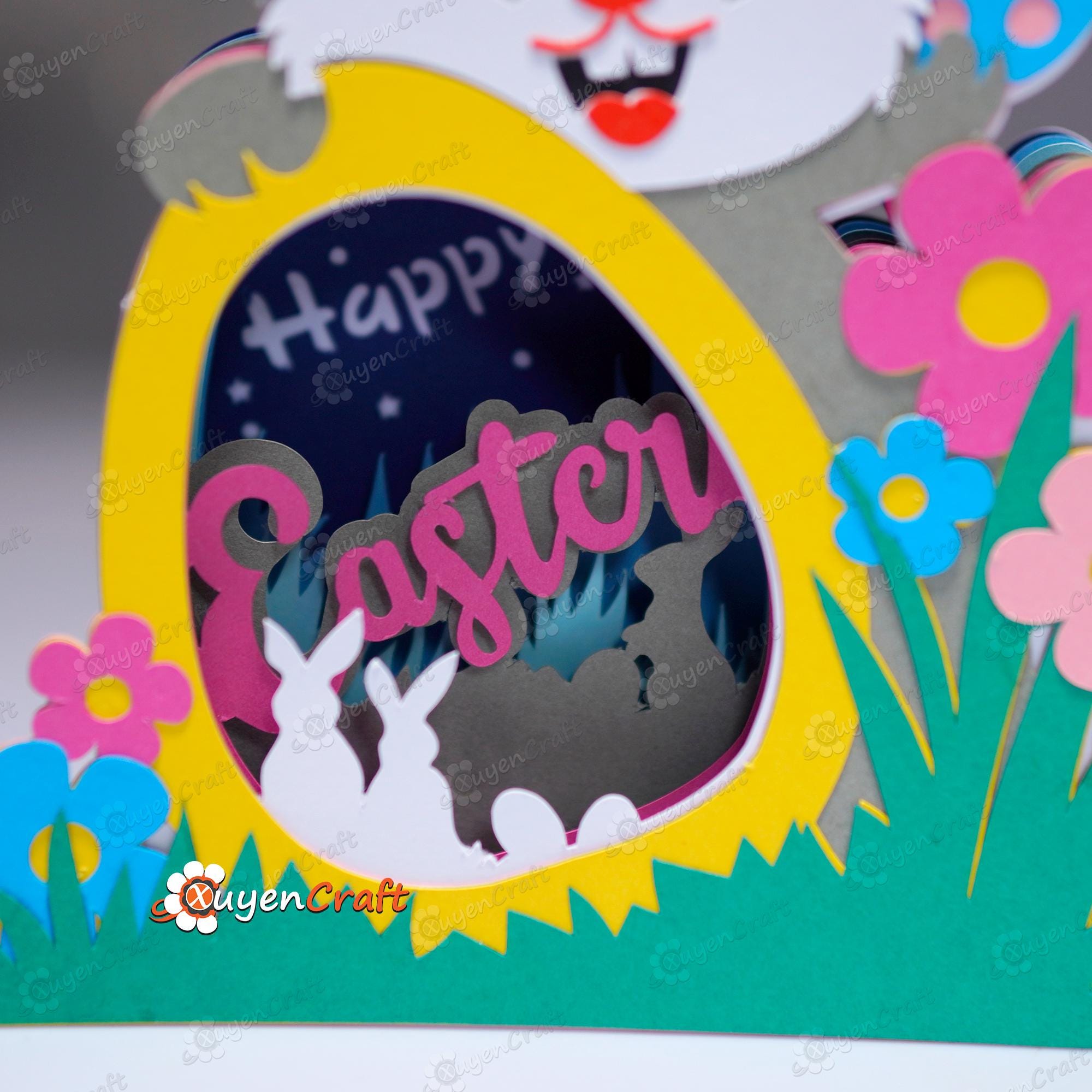 Easter Bunny 3D Pop-up Card SVG Template for Cricut & Cameo - Etsy ...