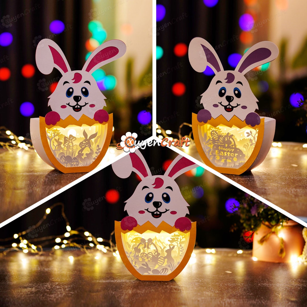Bunny Easter Egg Shadow Box SVG - 3D Paper Lantern (pack of 3) (digital ...