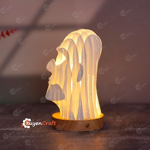 PDF, SVG, modèle de studio pour vous Diy Easter Island Moai Head Pop up, 3D Papercut Sliceform Sphere Popup, lampe 3D svg, veilleuse de Pâques