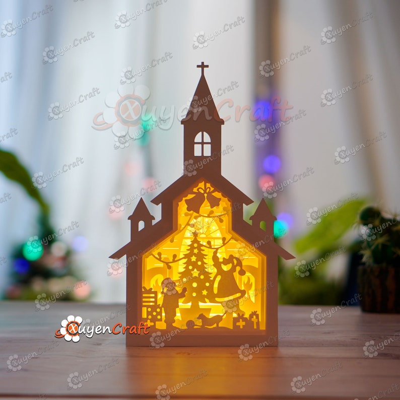 Christmas Church Shadow Box SVG, Paper Lantern, Cricut (Digital Download) image 2