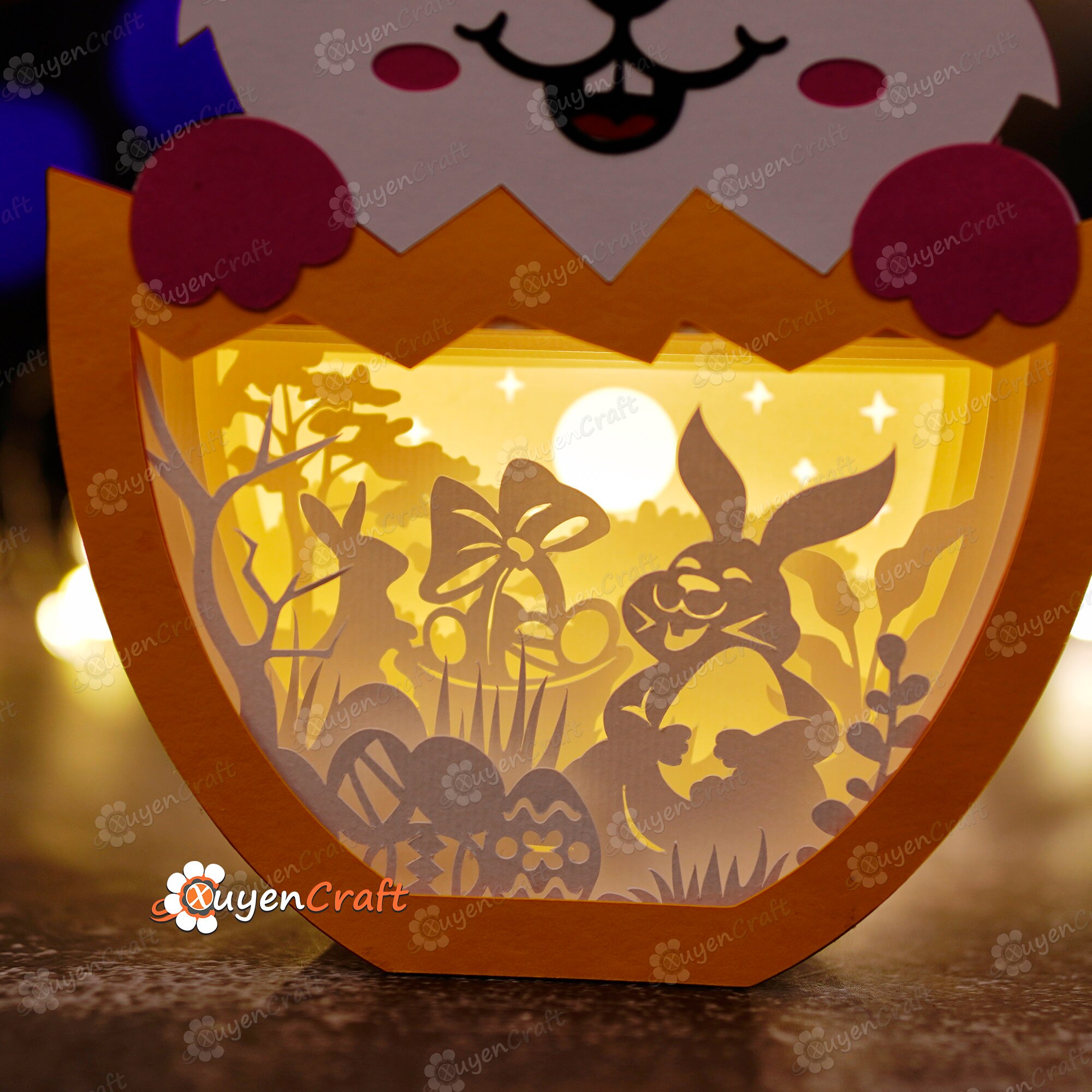 Bunny Easter Egg Shadow Box SVG - 3D Paper Lantern (pack of 3) (digital ...
