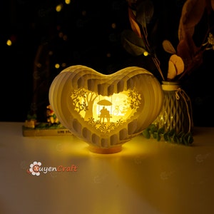Couple coeur pop-up Saint-Valentin SVG pour projets Cricut, Papercut Lightbox, Svg Shadowbox, cadeaux de la Saint-Valentin, Silhouette de couple
